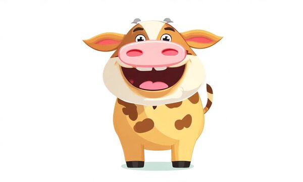  Cute cartoon cow isolated on white background. Vector illustration