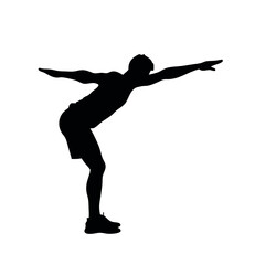 A man doing yoga pose vector silhouette, black color silhouette, isloated white background 