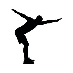 A man doing yoga pose vector silhouette, black color silhouette, isloated white background 