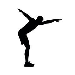 A man doing yoga pose vector silhouette, black color silhouette, isloated white background 