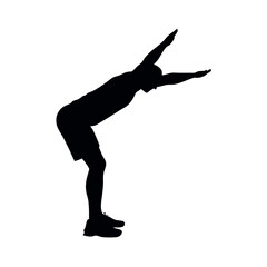 A man doing yoga pose vector silhouette, black color silhouette, isloated white background 