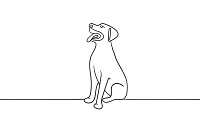 Dog continuous line art drawing isolated on white background. Friend line art drawing. Vector illustration