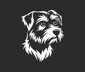 Dog face isolated vector logo Border Dog Terrier