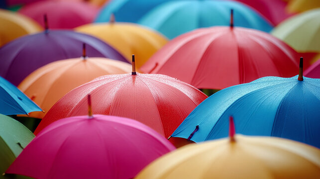 high angle photography of many colorful umbrellas