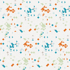 Simple glitch geometric seamless abstract pattern with playful woven summer color. Bright whimsical gender neutral bold irregular shape textile Cotton effect background. 