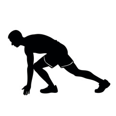 a runner prepare for run, step to run, coundown for run, vector silhouette, isolated white background