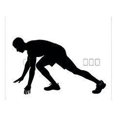 a runner prepare for run, step to run, coundown for run, vector silhouette, isolated white background