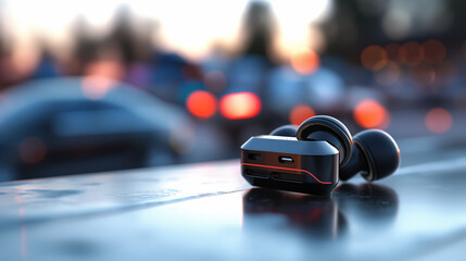 A sophisticated pair of earbuds with a sleek design