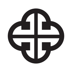 Vector Gothic Cross. Symmetrical black geometric cross with circular ends and center on white background. Ideal for modern designs, logos, and tattoos. High-quality vector, scalable for any project.
