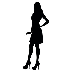 a woman stand with wear high heel, and holding one high heel  isolated white background 