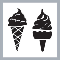 Ice cream logo, with minimalist style. Ice cream silhouette vector, Ice cream silhouette set vector design big pack of illustration and icon
