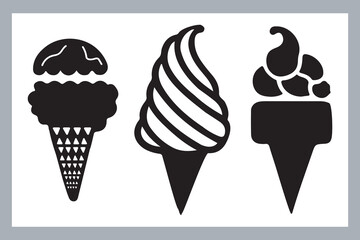 Ice cream logo, with minimalist style. Ice cream silhouette vector, Ice cream silhouette set vector design big pack of illustration and icon