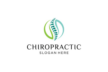 Chiropractic Logo Design Template. Human Spine Symbol for Back Pain Medical Care Logo.