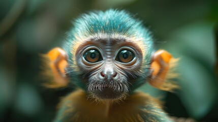 Obraz premium Close-up of a Curious Baby Monkey