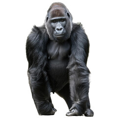 Fototapeta premium Majestic gorilla in a powerful pose, showcasing strength and elegance in its natural habitat.