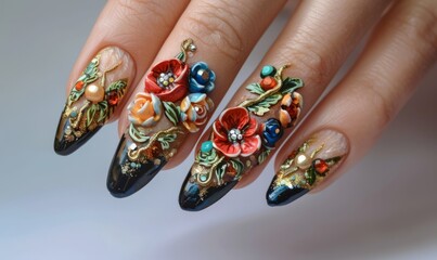 Unique manicures with 3D embellishments