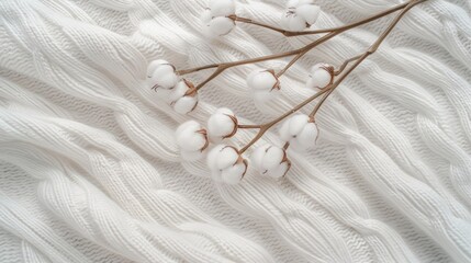 Soft cotton bolls lay gracefully on a white fabric, illuminated by natural light, showcasing their fluffy texture and delicate beauty