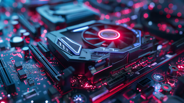 A high-resolution image of a new generation video card with advanced cooling