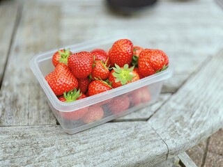 Ripe rustic strawberries 