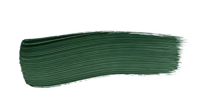 Hand painted stroke of green paint brush isolated on a white background