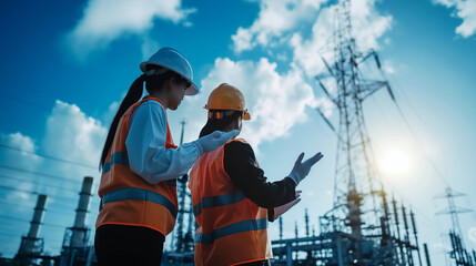 Engineers conducting safety inspections at a natural gas power plant