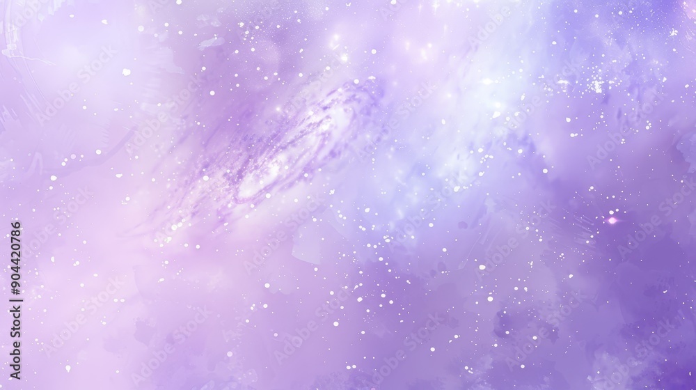 Wall mural A dreamy purple galaxy with twinkling stars and a swirling nebula, evoking feelings of wonder, mystery, and vastness. The colors are soft and ethereal, creating a sense of peace and tranquility.