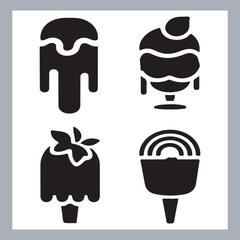 Ice cream logo, with minimalist style. Ice cream silhouette vector, Ice cream silhouette set vector design big pack of illustration and icon