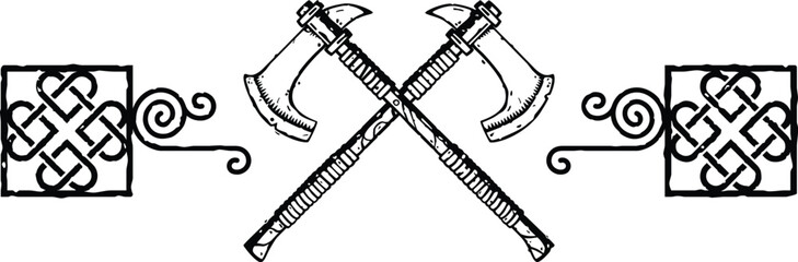 Celtic Knot Header - Square Ends - Crossed Axes