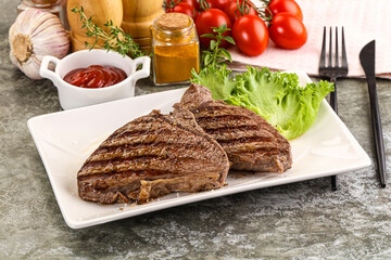 Delicus grilled beef steak with sauce
