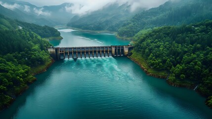 A large body of water with a dam in the middle