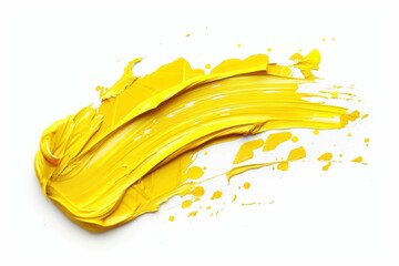 Fototapeta premium Yellow Paint Stroke on White Background