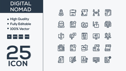 Digital Nomad  icon collection vector illustrator