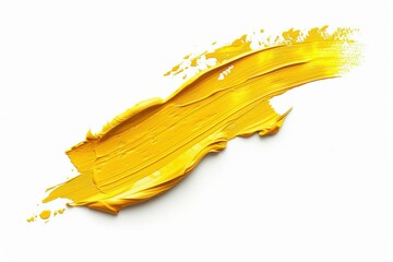 Yellow Paint Stroke on White Background