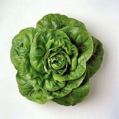 Obraz premium Medium shot of Fresh green lettuce, isolated on a white background, 