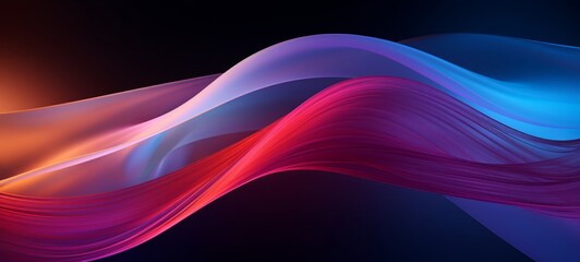 Fototapeta premium Dynamic Energy Lines. Abstract image of dynamic lines forming waves in shades of pink, purple, and blue, creating a sense of energy and fluidity with a visually captivating effect. 
