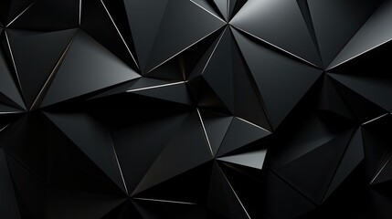 Fototapeta premium Abstract black 3D background with geometric triangles.