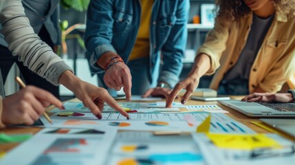 Obraz premium Group Young Students of Higher Technician in Administration and Finance, in a University Project or Work. Business Teamwork, in Economics, Finance and Accounting. Generative AI