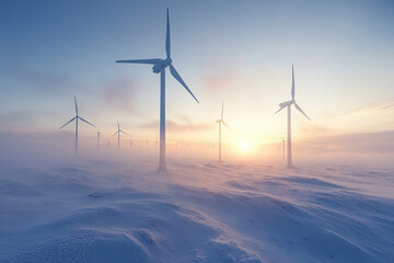 A wind farm with turbines generating clean energy