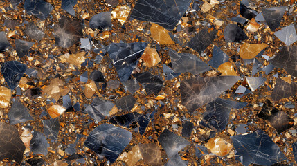 Fototapeta premium Elegant brown, black and gold marble texture with geometric patterns