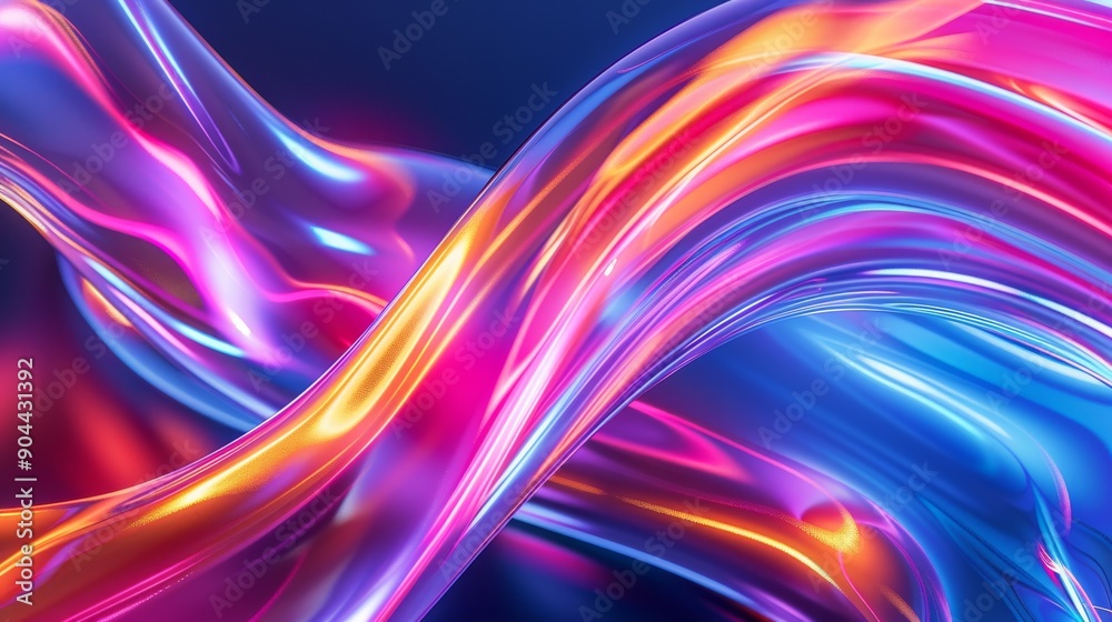Poster a vibrant display of swirling neon colors dynamically dances against a dark backdrop, creating a mes