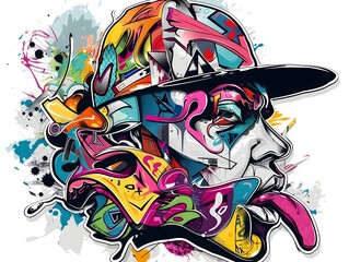 Vibrant Graffiti Inspired Streetwear Sticker Design for Trendy Urban Fashion and Apparel
