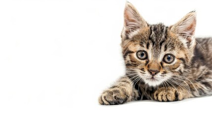 A closeup of a playful cat with a joyful expression, showcasing its charming personality and captivating eyes in detailed clarity