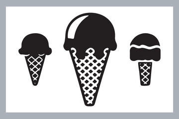 Ice cream logo, with minimalist style. Ice cream silhouette vector, Ice cream silhouette set vector design big pack of illustration and icon