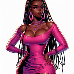 Realistic Cartoon Style African American Woman