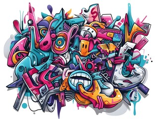Obraz premium Vibrant Graffiti Inspired Sticker Design for Streetwear Fashion
