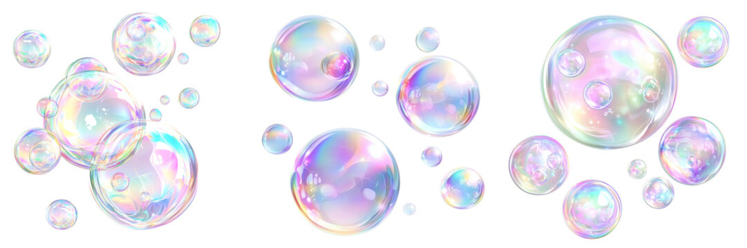 Colorful bubbles on transparent background . Clipart