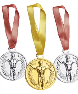 Three medal with gold madel and silver, bronze