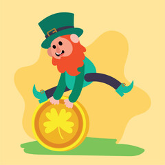 Fototapeta premium Traditional Irish elf cartoon Vector