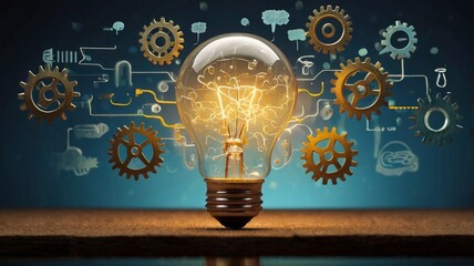 light bulb on black background