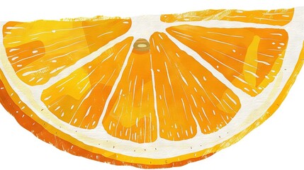   Close-up of an orange slice on white background with green spot in center